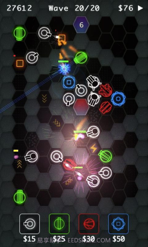 炫光塔防 HexDefense截图2 炫光塔防 HexDefense截图2